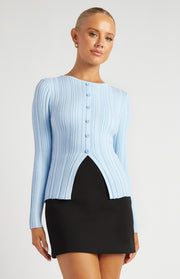 Textured Rib Knit Top - Blue